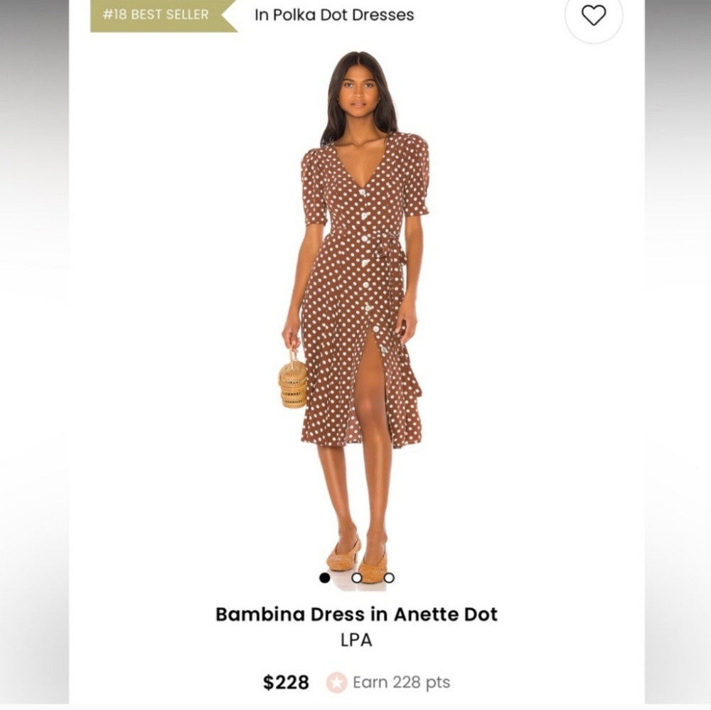 REVOLVE LPA Bambina Dress anette dot in  Brown & White Size SMALL